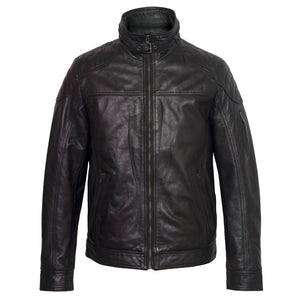 Gents Black Mac leather jacket fastened