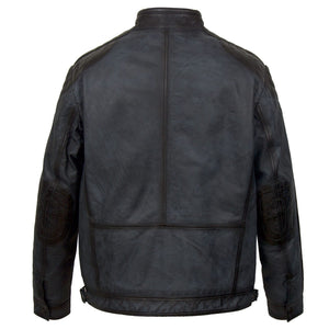 Gents Blue Leather Jacket Jerome back image