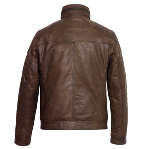 Gents Brown Leather jacket Mac Back