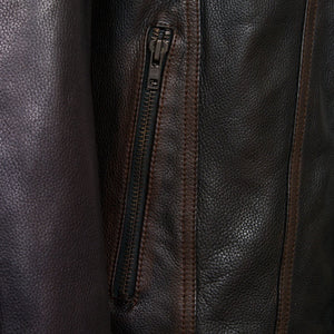 Gents Elvis black antique leather jacket pocket detail