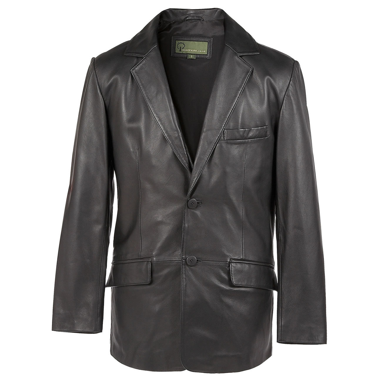 728: Men's Black Leather Blazer