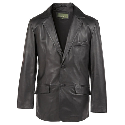 Gents Leather  button blazer black