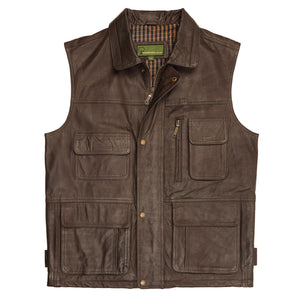 Gents Leather Gilet Brown Alf
