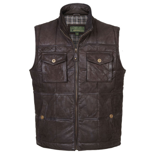 Gents Leather Gilet Brown Monty