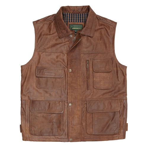 Gents Leather Gilet Tan Alf