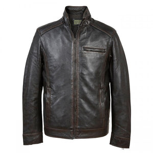 Gents Leather Jacket Black Antique Rik