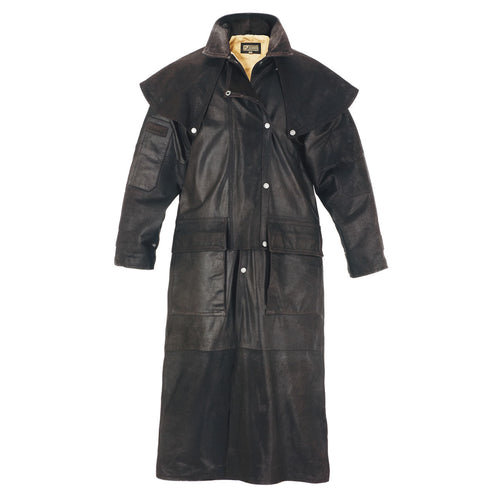 Gents Long Leather Riding Coat Brown