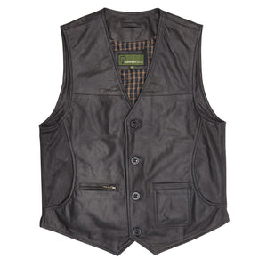 Gents Leather waistcoat Black Rico