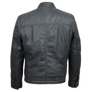 Mens grey leather jacket Budd
