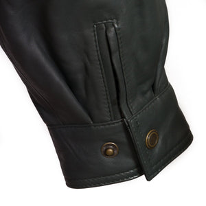 Gents stud fasten cuff detail grey leather blouson jacket