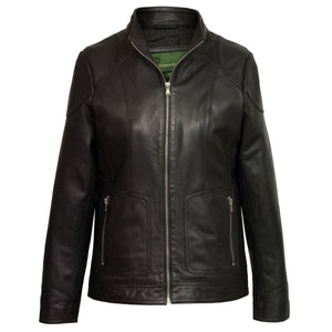 heidi black leather jacket detachable hood