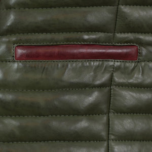 Zip - Jasmine: Women's Olive Green Funnel Leather Gilet by Hidepark