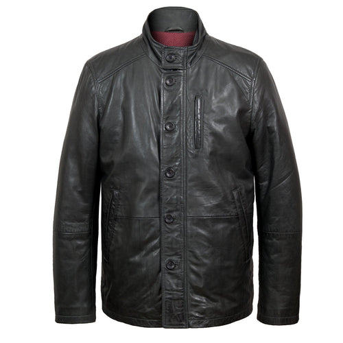 Jerry mens black leather jacket by Hidepark