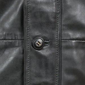 button detail - Jerry mens grey leather jacket by Hidepark