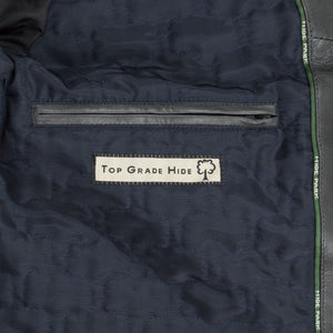 inside zip pocket - Jerry mens grey leather jacket by Hidepark