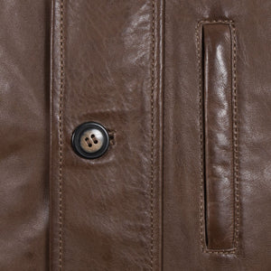 chest pocket & button - Jerry mens walnut leather jacket by Hidepark