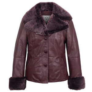 Kataryna Ladies Burgundy Leather Jacket