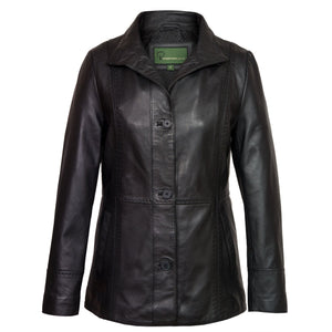 Ladies Black Leather coat Maggie