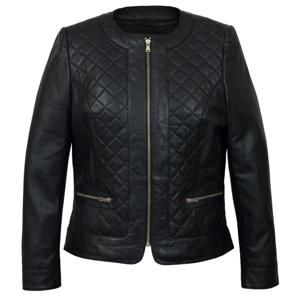 Annie: Women's Black Quilted Leather Jacket