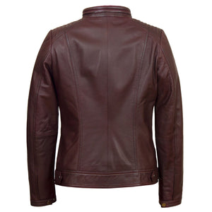 Ladies Bonnie Burgundy leather jacket back image