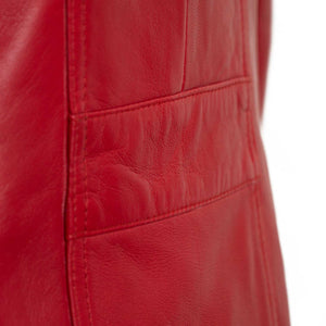 Ladies Cayla red leather jacket back detail