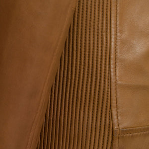 Ladies Elsie Tan leather jacket side detail