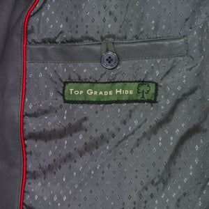 Ladies Grey leather biker jacket inside pocket detail cayla