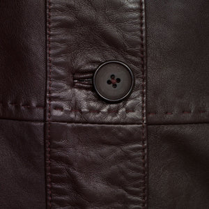 Ladies Maggie Burgundy leather jacket button detail