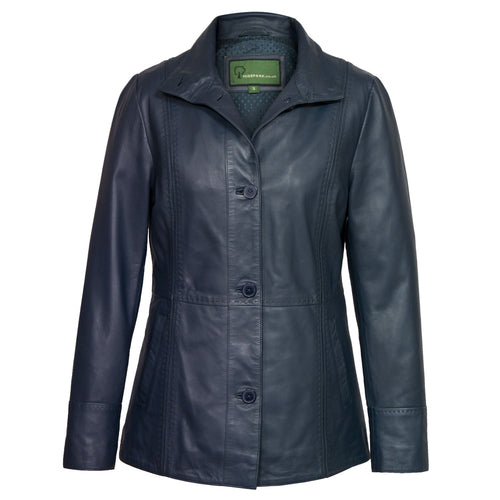 Ladies Navy Leather jacket Maggie