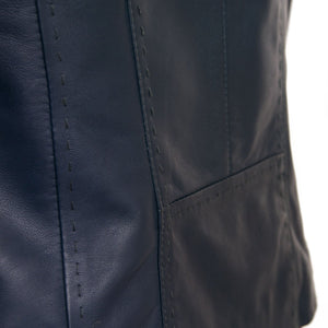Ladies Navy leather jacket May stitch detailing