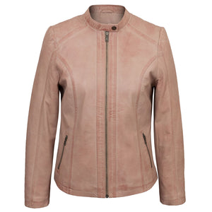 Ladies Pink leather jacket Trudy