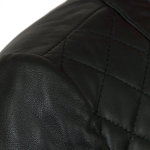 Ladies black leather jacket Annie shoulder detail