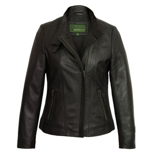 Women's Black Leather Jacket: Elsie