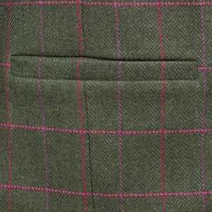 Womens green tweed jacket pocket detail Oban