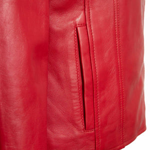 Ladies leather jacket Red Cayla pocket detail