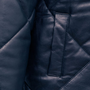 Layla: Women's Navy Quilted Leather Coat