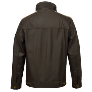 Mens brown leather biker jacket Lewis