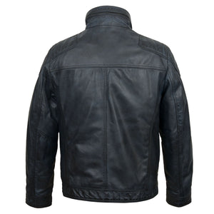 Mens blue leather jacket : Mac