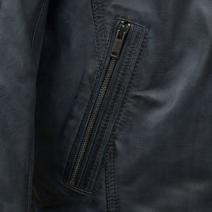 Mens blue leather jacket : Mac