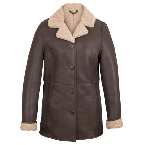 Maria Ladies Luxury Brown Sheepskin Coat