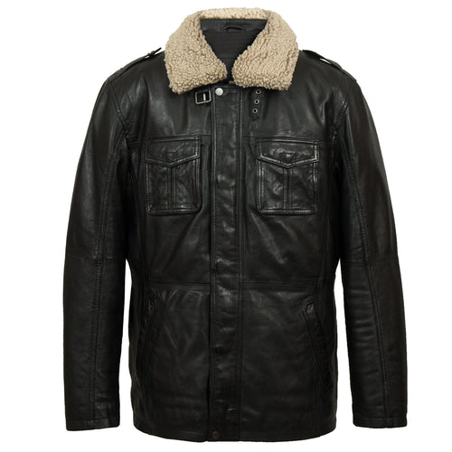 Max: Men's Black Leather Coat