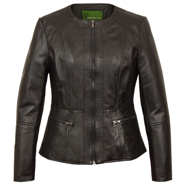 Women's Collarless Leather Jackets | Hidepark
