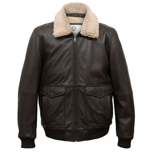 Ashton: Men's Brown Collared Leather Jacket