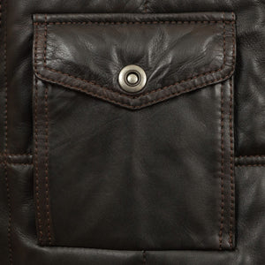Mens Black antique Leather bodywarmer pocket