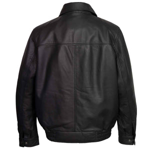 Mens Black leather blouson jacket Will