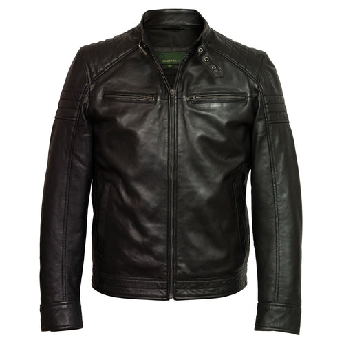mens black leather jacket budd