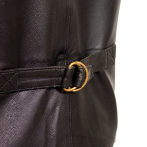 mens black leather waistcoat back buckle