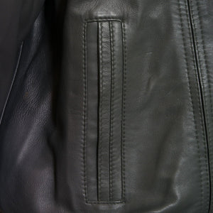 Mens Grey leather blouson pocket detail