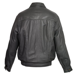 Mens Leather Grey blouson coat