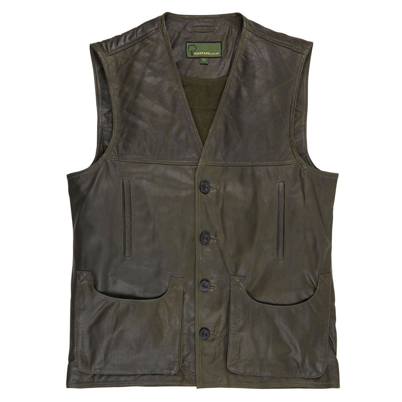 G010: Men's Green Leather Gilet / Shooting Vest